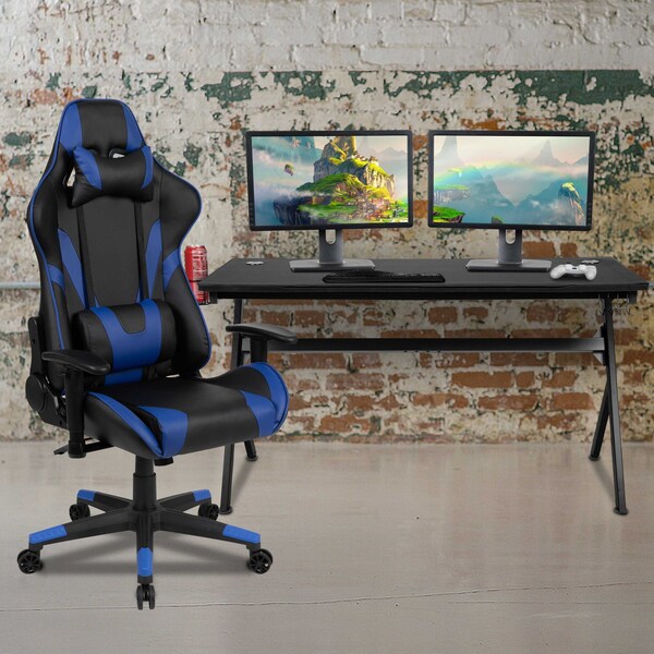 Flash Furniture Black Gaming Desk-Cup Holder/Reclining Chair Set BLN-X20D1904L-BL-GG - main